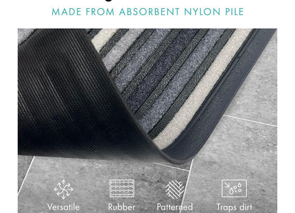 Gardman Mighty Mats Scrape 'N' Sorb Welcome Stripe Grey Door Mat 40 x 60cm P00028217