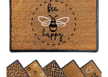 Gardman Mighty Mats Bee Happy Rubber Coir Tray Door Mat 40 x 60cm P00028136