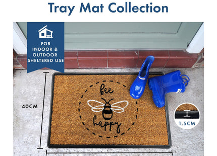 Gardman Mighty Mats Bee Happy Rubber Coir Tray Door Mat 40 x 60cm P00028136