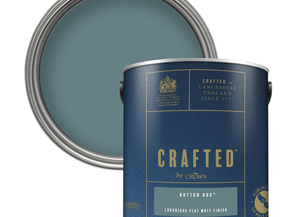 Crown Crafted Button Box Matt Emulsion Muted Blue Green Paint 2.5 Litre