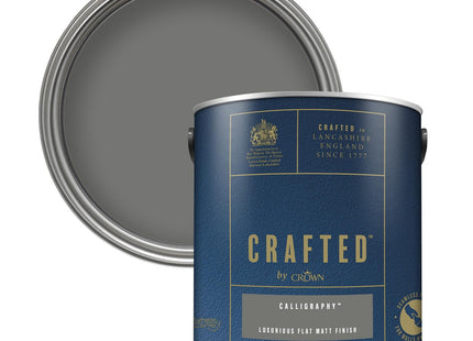 Crown Crafted Calligraphy Matt Emulsion Dark Grey Green Paint 2.5 Litre