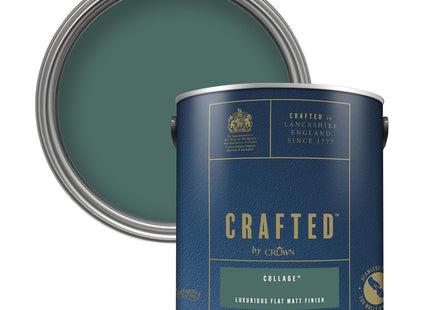 Crown Crafted Collage Matt Emulsion Dark Green Blue Paint 2.5 Litre