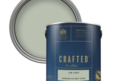 Crown Crafted Sow Good Matt Emulsion Pale Sage Green Paint 2.5 Litre