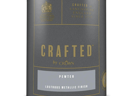Crown Crafted Pewter Metallic Emulsion Paint for Walls & Wood 1.25 Litre