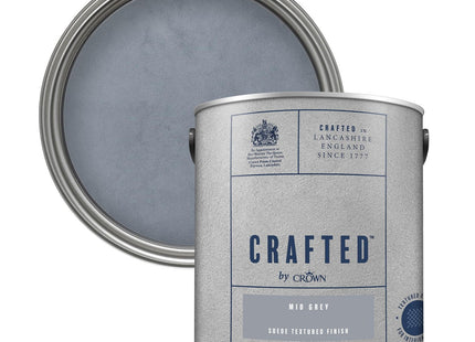 Crown Crafted Suede Mid Grey Paint for Walls & Ceilings 2.5 Litre