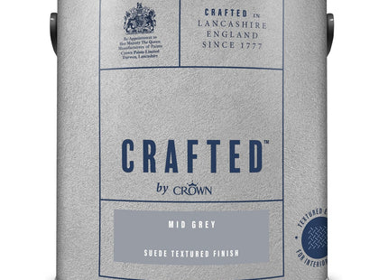 Crown Crafted Suede Mid Grey Paint for Walls & Ceilings 2.5 Litre