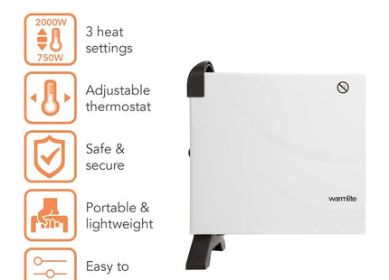 Warmlite Convection heater with an Adjustable Thermostat and Overheat Protection, 2000W, White WL41007