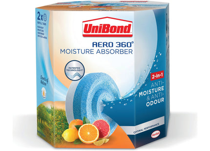 UniBond Aero 360� Moisture Absorber Citrus Refill Tab, for Aero 360� Dehumidifier, Twin Pack (2 x ) 450g