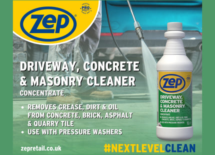 Zep Driveway, Concrete & Masonry Cleaner Concentrate 1 Litre - Covers up to 50 sq m