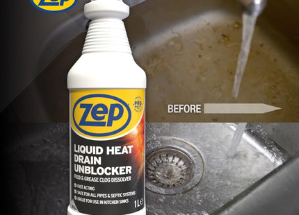 Zep Commercial Unblocker Heat Drain Liquid 1 Litre