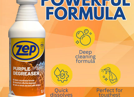 Zep Purple Degreaser Concentrate 1 Litre - Heavy Duty for Cleaning Products, Dilutes Up to 50 Litre