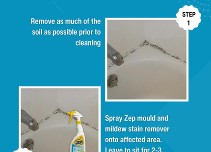 Zep Mould and Mildew Stain Remover - Our ready-to-use, industrial-strength Mould & quickly removes any signs of mould or mildew. 750ml