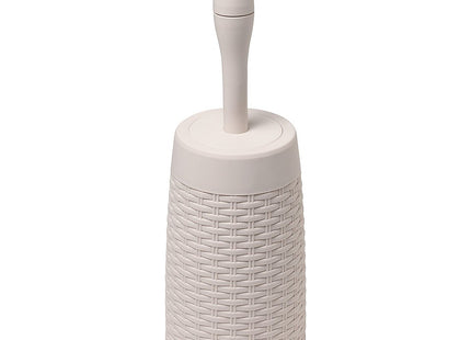 Addis Faux Rattan Round Toilet Brush Set with Internal Detergent Injection System, Cream, Calico Linen 515798