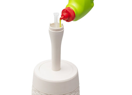 Addis Faux Rattan Round Toilet Brush Set with Internal Detergent Injection System, Cream, Calico Linen 515798