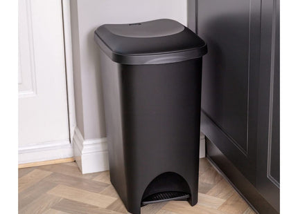 Addis Eco Made from 100 percentage Plastic Family Kitchen Pedal Bin, 40 Litre, 518999ADF, Recycled Black
