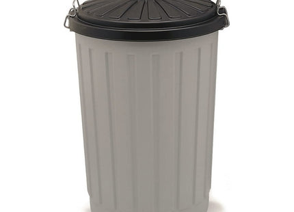 Addis Grey Outdoor Round Dustbin with Lockable Lid, Grey/Black, 90 Litre 510756