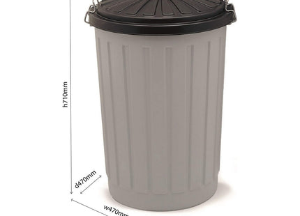 Addis Grey Outdoor Round Dustbin with Lockable Lid, Grey/Black, 90 Litre 510756