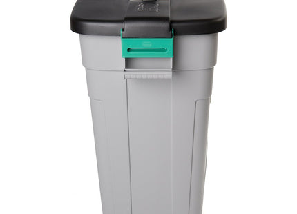 Addis Outdoor Rectangular Dustbin with Lockable Lid, Grey / Black, 90 Litre