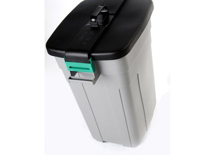 Addis Outdoor Rectangular Dustbin with Lockable Lid, Grey / Black, 90 Litre