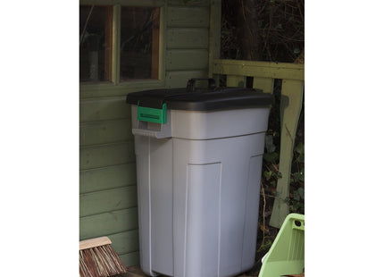 Addis Outdoor Rectangular Dustbin with Lockable Lid, Grey / Black, 90 Litre