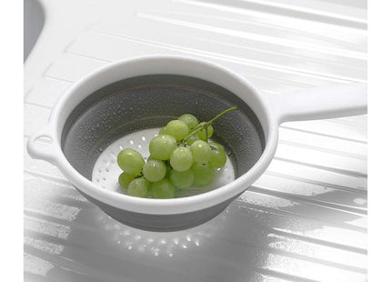 Addis Pop & Store 2 Pack Collapsible Food Colander with Handle, Set Includes 16.5cm & 24cm, White and Grey, Plastic 518406