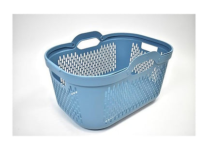 Addis Signature Laundry Basket with Long Handles, Large Plastic Washing Basket for Clothes & Family Laundry 45 Litre Blue 519561