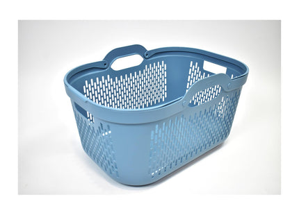 Addis Signature Laundry Basket with Long Handles, Large Plastic Washing Basket for Clothes & Family Laundry 45 Litre Blue 519561