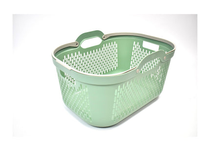 Addis Signature Laundry Basket with Long Handles, Large Plastic Washing Basket for Clothes & Family Laundry 45 Litre Sage Mushroom 519806