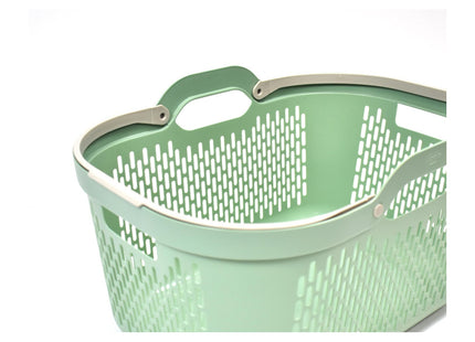 Addis Signature Laundry Basket with Long Handles, Large Plastic Washing Basket for Clothes & Family Laundry 45 Litre Sage Mushroom 519806