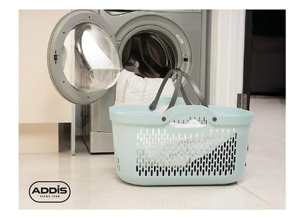 Addis Signature Laundry Basket with Long Handles, Large Plastic Washing Basket for Clothes & Family Laundry 45 Litre Sage Mushroom 519806