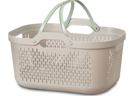 Addis Signature Laundry Basket with Long Handles, Large Plastic Washing Basket for Clothes & Family Laundry 45 Litre Mushroom 519827