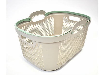 Addis Signature Laundry Basket with Long Handles, Large Plastic Washing Basket for Clothes & Family Laundry 45 Litre Mushroom 519827