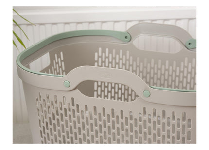 Addis Signature Laundry Basket with Long Handles, Large Plastic Washing Basket for Clothes & Family Laundry 45 Litre Mushroom 519827