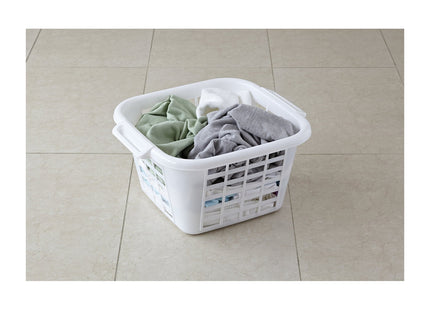Addis Eco 100% Recycled Plastic Square Laundry Clothes Washing Basket, 25 Litre, Light Grey 518464