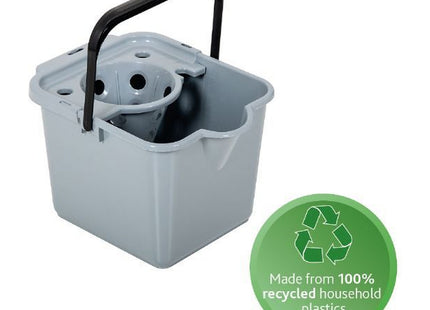 Addis Eco 100% Recycled Plastic Cleaning Mop Pail & Wringer, 12 Litre, Light Grey 518463