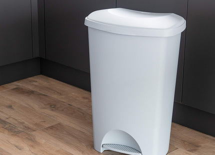 Addis Eco Made from 100% Plastic Family Kitchen Pedal Bin, 50 Litre, Light Grey Recycled