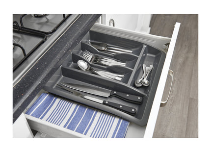 Addis Eco 100% Recycled Plastic Cutlery Utensil Drawer Organiser Tray, Light Grey, Single 518385