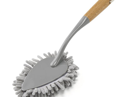 Addis Chenille Duster With Naturally Sterile Bamboo Handle, Grey/Wood, 8 x 4 x 33.5 cm
