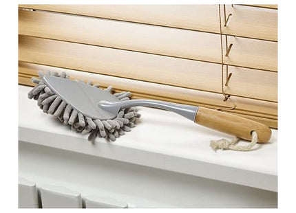 Addis Chenille Duster With Naturally Sterile Bamboo Handle, Grey/Wood, 8 x 4 x 33.5 cm