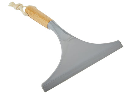 Addis Shower Window Squeegee Made From Naturally Sterile Bamboo And An Iron-Style Blade, Grey/Wood, 25.5 x 23 x 7 cm