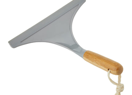 Addis Shower Window Squeegee Made From Naturally Sterile Bamboo And An Iron-Style Blade, Grey/Wood, 25.5 x 23 x 7 cm
