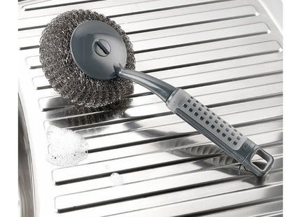 Addis ComfiGrip Long Handled Washing Up Scourer Scrub Brush, Metallic Graphite, 26 x 10 x 12 cm 517706