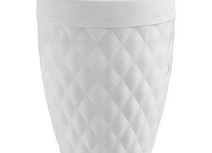 Addis Diamond Style Round Swing Lid Bathroom Bin, White 518030