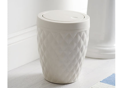 Addis Diamond Style Round Swing Lid Bathroom Bin, White 518030
