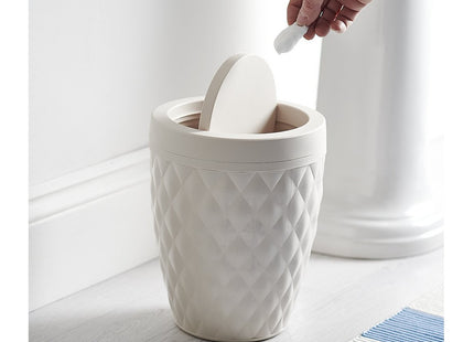 Addis Diamond Style Round Swing Lid Bathroom Bin, White 518030