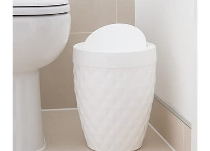 Addis Diamond Style Round Swing Lid Bathroom Bin, White 518030