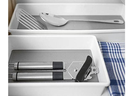 Addis Premium Tidy Drawer Soft Base Storage Boxes, White Grey, Set of 3, 18 x 40 x 7.5 cm 506985