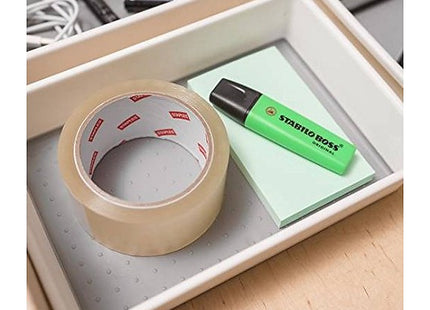 Addis Premium Tidy Drawer Soft Base Storage Boxes, White Grey, Set of 3, 18 x 40 x 7.5 cm 506985