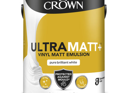 Crown Ultra Matt+ Pure Brilliant White Vinyl Matt Emulsion 5 Litre