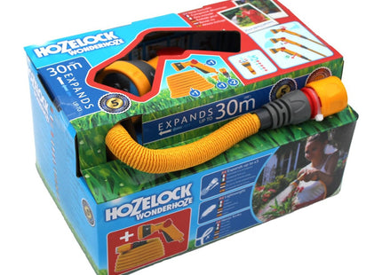 Hozelock - Wonderhoze Expanding Hose 30m: Flexible Hose, Stretches up to 3X Original Length with 2 Aquastop Fittings and Multispray Gun: Ready to Use